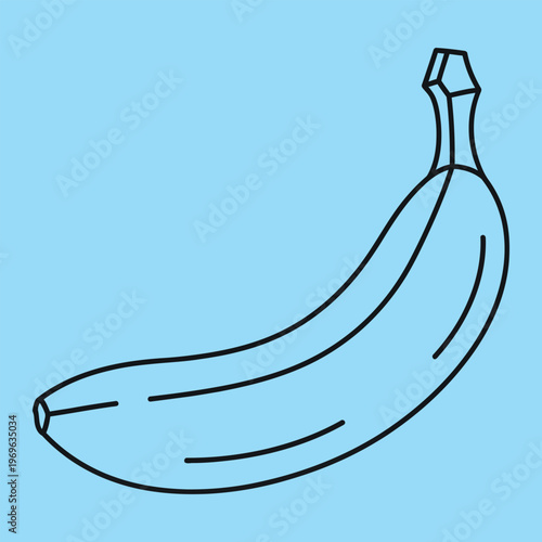 Black line of a banana on light blue background line black lines fruit minimal