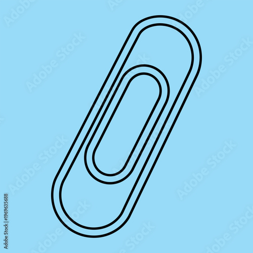Black line paperclip on light blue background line minimal black lines simple clip office supply