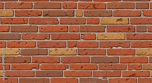 Brick wall background. Realistic brick wall vector illustration with detailed texture. Seamless brick wall.	
