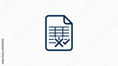 Document Icon with Cross and Checkmark