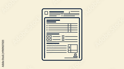 Minimalist Vector Document on Beige Background