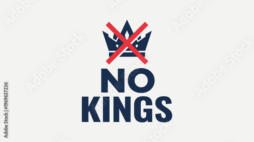 No Kings Sign with Crossed Crown Anti-Monarchy Concept