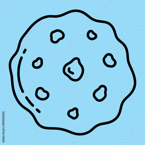 Minimal line chocolate chip cookie line minimal black lines light blue background simple food baking