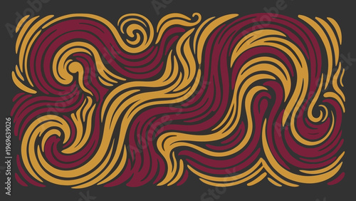 Swirling Maroon and Gold Pattern.