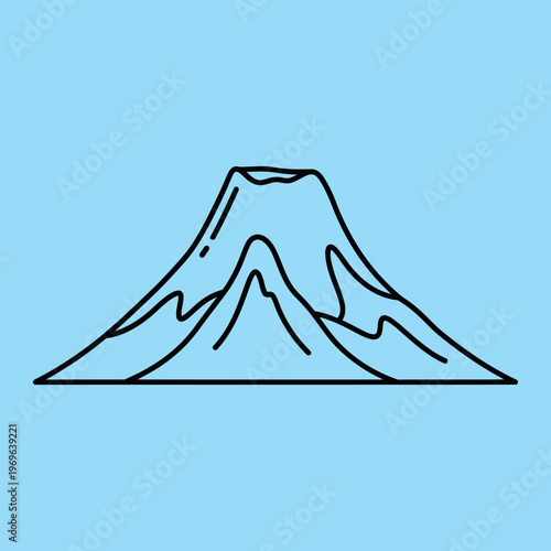 Minimal line mountain landscape with light blue background line minimal simple black lines