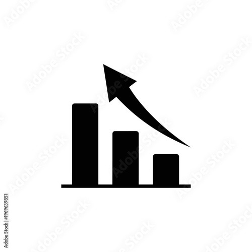 Black Downward Bar Chart Icon Representing Decline