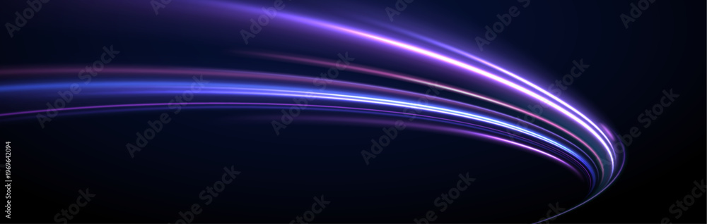 Fototapeta premium Abstract neon streaks twist in dynamic motion. Gradients shift across vibrant color tones. The scene captures energy and fluid movement.