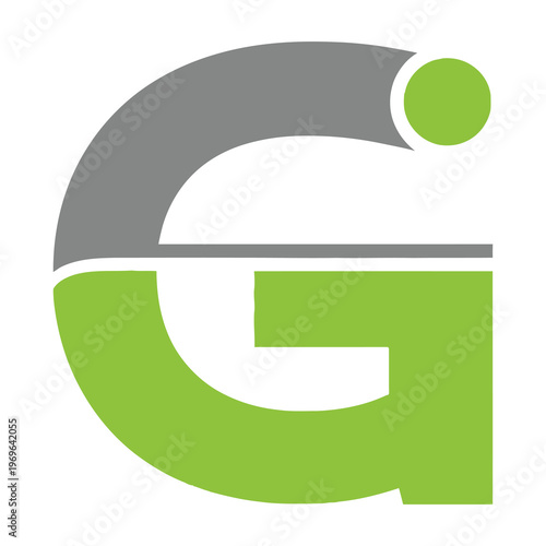Green and gray stylized letter G graphic design element icon