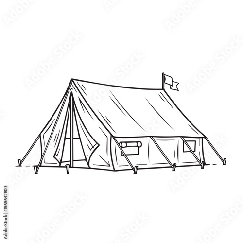 A Large Canvas Camping Tent Set Up for Outdoors and Adventure.