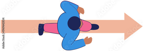 Person runs quickly on an arrow pointing to right outside