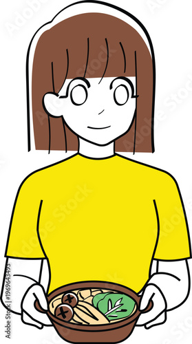 Smiling Woman Holding a Hot Pot Dish