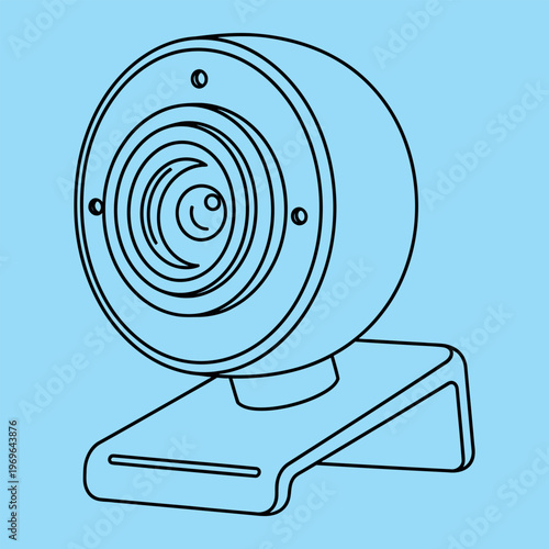 Minimal line of a webcam on a stand line minimal simple black lines light blue background