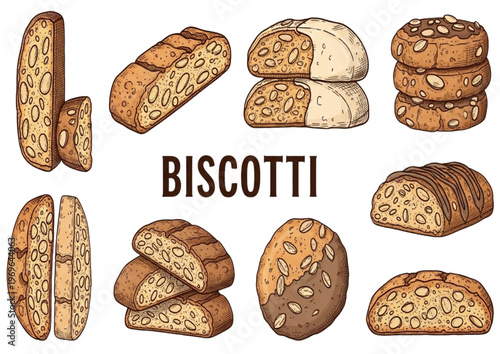 Assortment of Delicious Biscotti Biscuits for Your Coffee Break