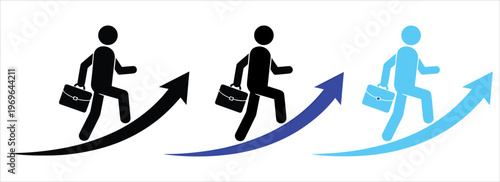 Business growth and career progression concept with silhouettes