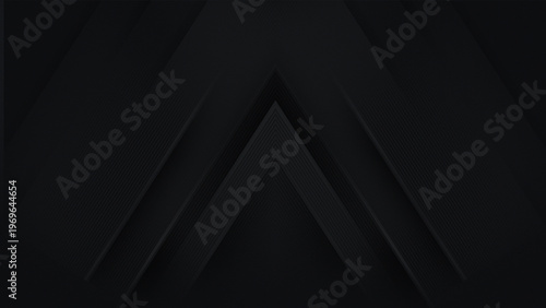 Dark abstract background with upward arrow shape and layered geometry. Clean modern composition symbolizing growth, success and progress, ideal for business, finance, presentations and branding.