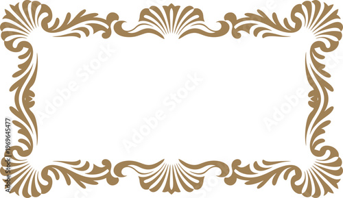 Elegant ornamental frame with seashell motifs with art nouveau with white background with graphic design with decorative border with vintage border with ornate border