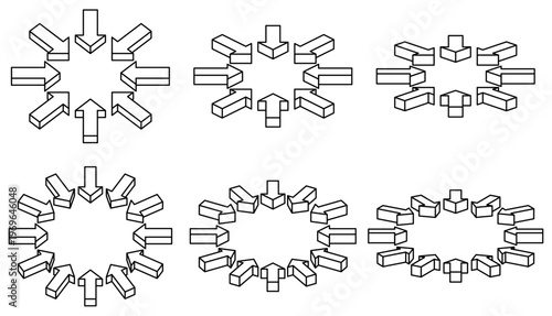 立体矢印アイコンセット、3Dベクター素材
