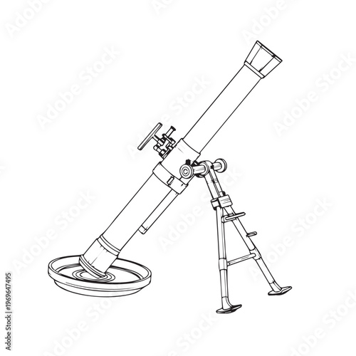 Telescopic mounted viewing instrument on a tripod for astronomical observation and exploration.