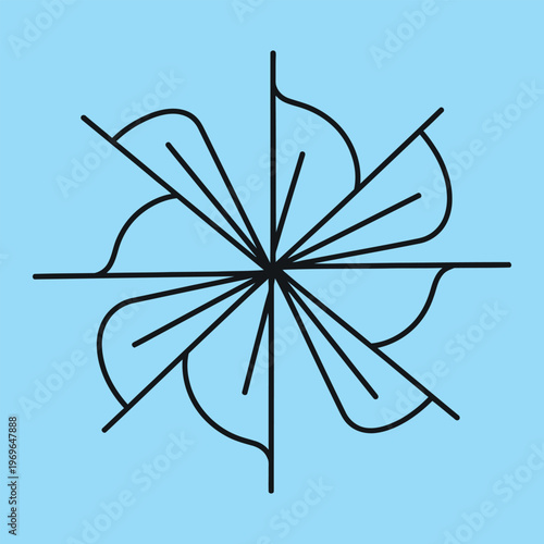 Minimalist black line of a bicycle with thin geometric lines on light blue background bike line minimalist
