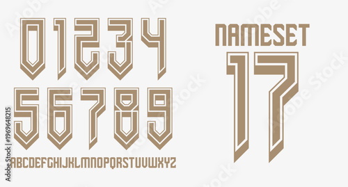 SHARP MODERN UNIQUE NUMBER SET NAME SET LUXURY RETRO VINTAGE NAMESET FOR JERSEY
