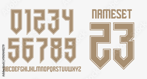 SHARP MODERN UNIQUE NUMBER SET NAME SET LUXURY RETRO VINTAGE NAMESET FOR JERSEY