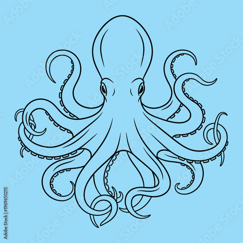 Minimalist of interconnected white lines on light blue background abstract geometric