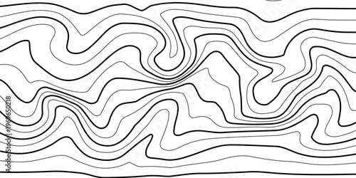 Abstract Contour Topographic Line Pattern in Black and White eps10