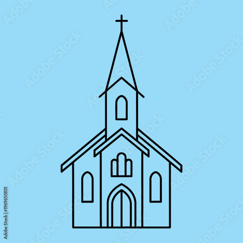 Simple line of a church building with steeple line steeple architecture religion