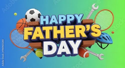 Happy father's day celebrate dad with sports fun a festive greeting