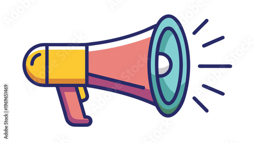 Graphic of a megaphone used for making announcements at events or gatherings in a visual design style