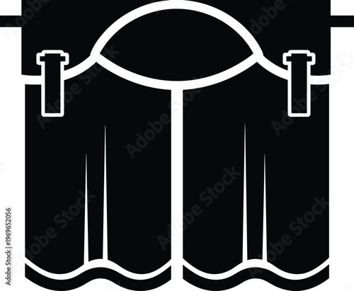 Kitchen curtains icon vector illustration for interior design home decor and window treatment theme.