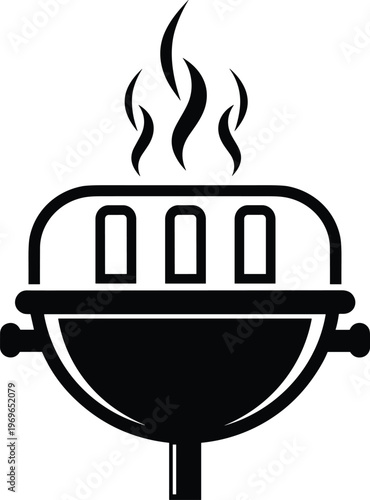 Outdoor charcoal barbecue grill icon vector illustration for summer cookout picnic and garden party.