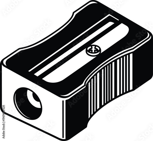 Pencil sharpener isometric line art illustration for school supplies office stationary and education.
