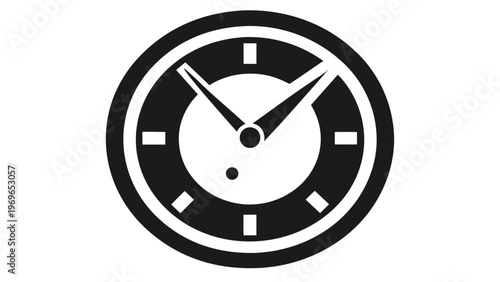 Clock showing time with hour and minute hands pointing to specific positions