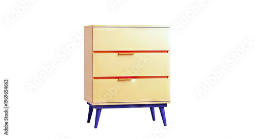 Orange Chest of Drawers with Tapered Legs