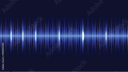 Blue sound wave pattern with glowing white lines on dark background audio