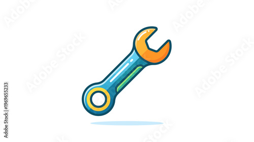 Colorful wrench tool for repair work.