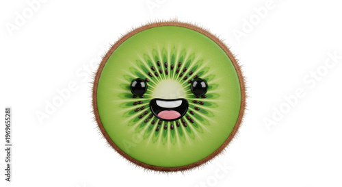 Happy Cartoon Kiwi Slice with Face