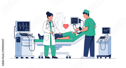 Medical Team Performing Life Support Procedure on Patient in Operating Room
