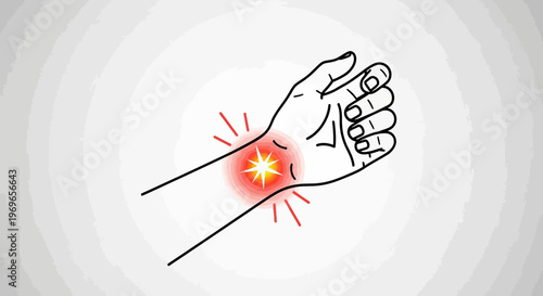 Wrist pain illustration, hand injury, inflammation, discomfort, medical concept