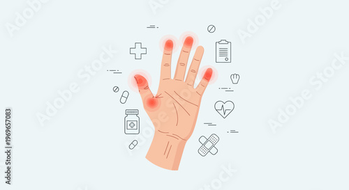 Hand Pain and Inflammation: Arthritis, Joint Disease, Medical Icons