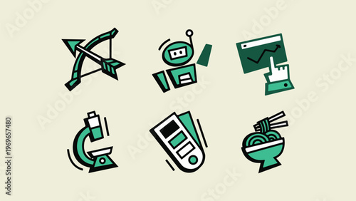 Green icons on Background with evergreen theme