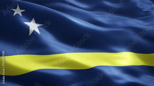 Curacao Flag Seamless Loop Animation with Stars, Soccer Event Background