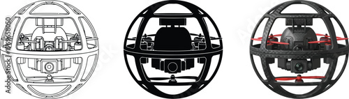 Professional microphone shock mount vector illustration set featuring outline silhouette and detailed render styles ideal for audio equipment design and studio concepts