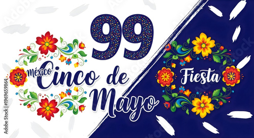 Colorful cinco de mayo celebration poster with festive decorations