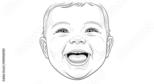 A handsome young man with a beard and smiling expression featuring a sketch art style drawing of a person with hair and eyes