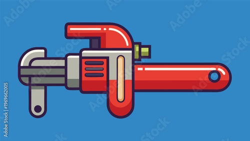 Wrench on a blue background showing details of the tool used for plumbing tasks and mechanical work