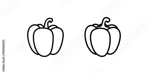 Two bell peppers with stems on white background vector illustration healthy food and cooking ingredients