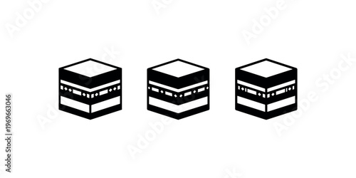 Kaaba icon set representing holy sanctuary in mecca for islamic pilgrimage and religious heritage sites isolated on white background for graphic design