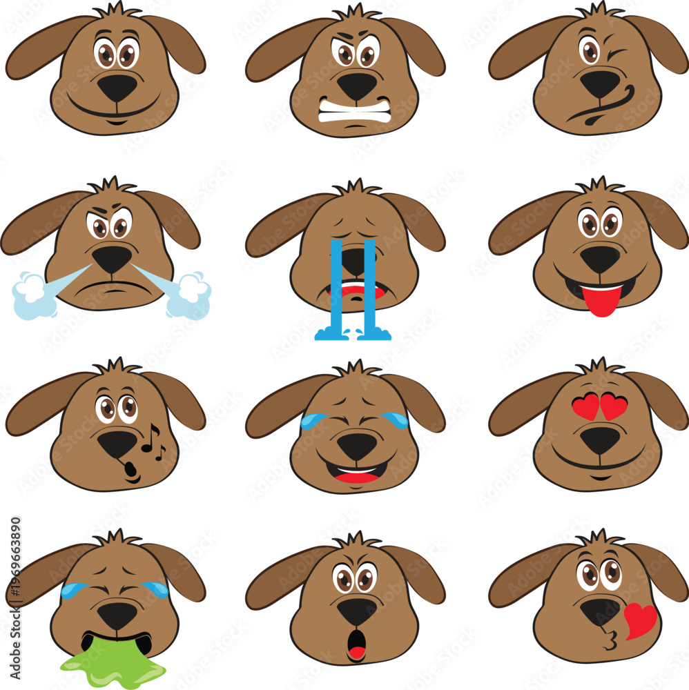 Fototapeta premium Cute Puppy Emotions Set
